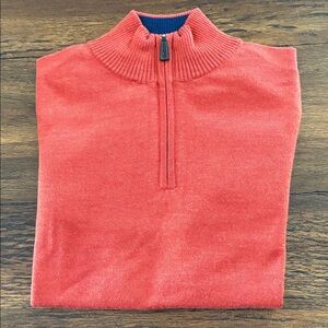 Tailorbyrd Men's Wool 1/4 Zip Orange Sweater
